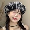Hat Female Flower Embroidery Beret Retro Painter Hat Versatile Face Small Bud Hat Niche Pumpkin Hat