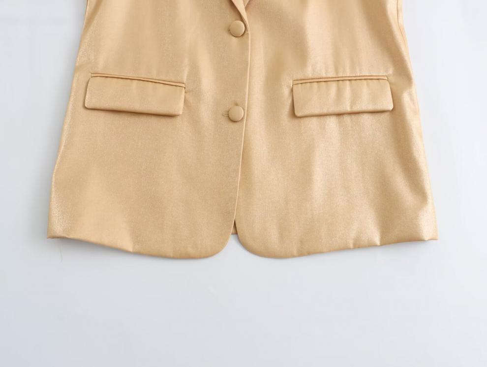 Evropsko-americké retro dámské sako s kovovým povrchem a rovným střihem