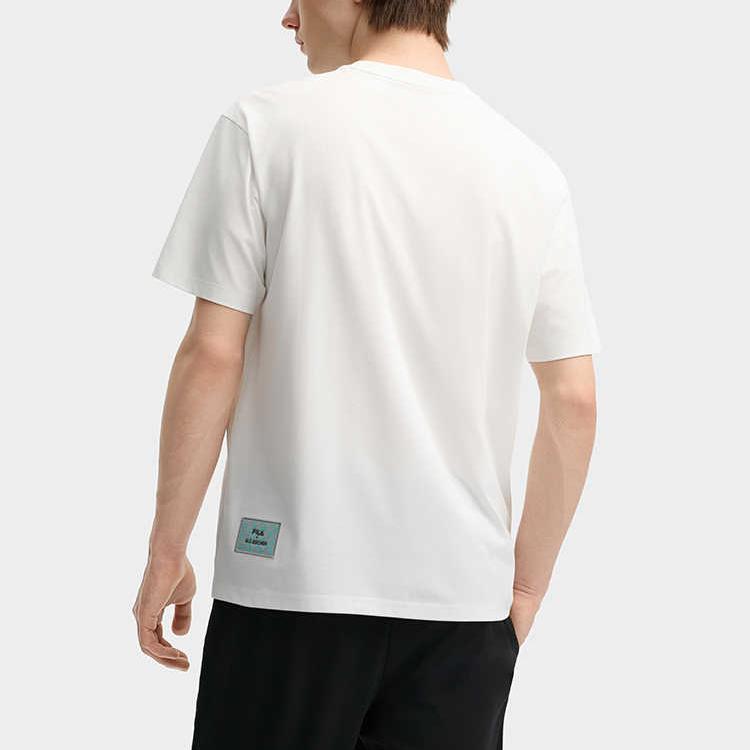 New FILA x M.C.ESCHER HERITAGE SS25 T Shirt Men's Cloud White Color F11M538130F-WT