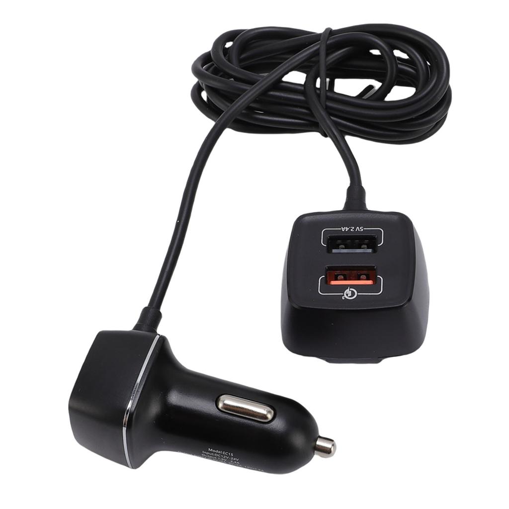 Fast Charging USB Car Charger 60W 4 Port QC3.0 Multifunctional for Phone Front Rear Seat