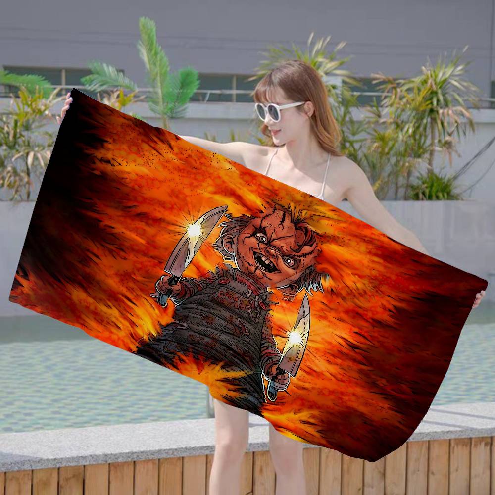 Classic Horror Movies Childs Play Anime Beach Swimming Towel Soft Absorbent Washcloth Children's Gifts For Kids Travel Camping