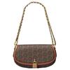 MK Mila Listrada Carta Estampa Clássica Fecho de Corrente Bolsa Sela Bolsa de Ombro Feminina Marrom Escuro Marrom Bolota 30H3GIMM1B-227