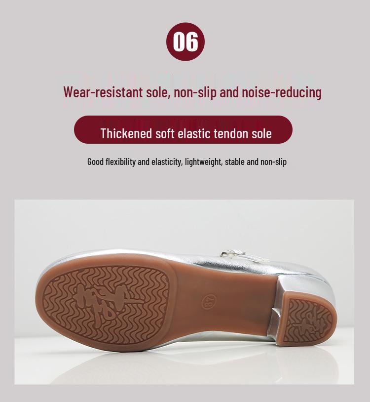 Damen Silber Weiches Leder Mittelhoher Absatz Gesellschaftstanzschuhe