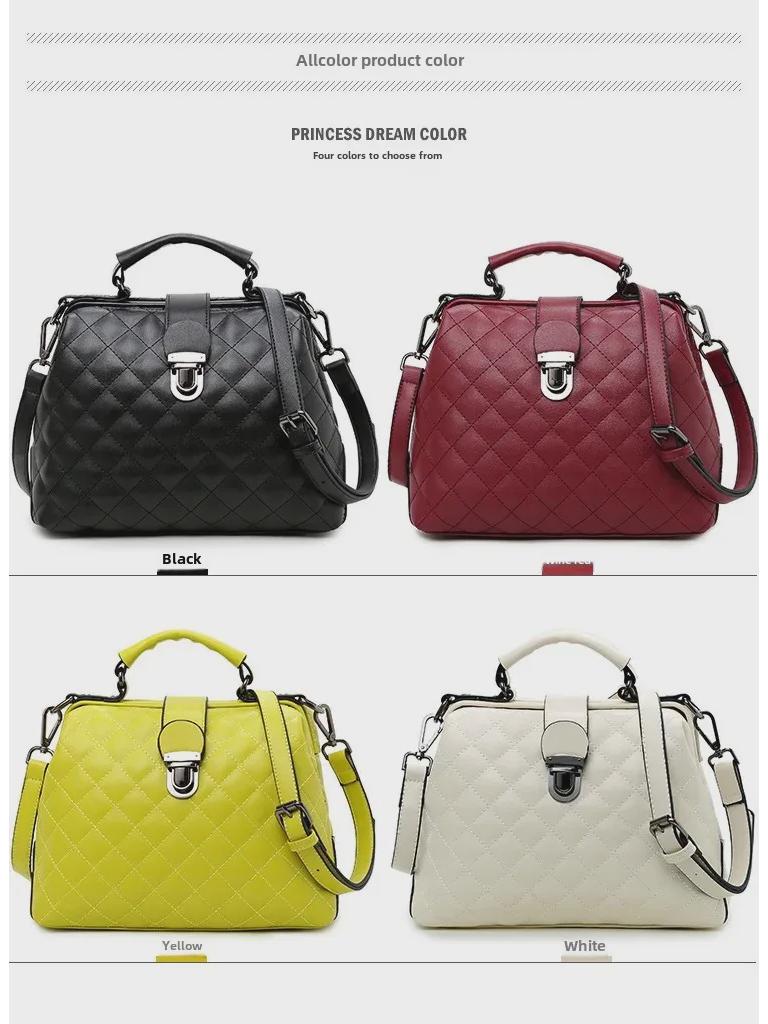 2024 Women's Diamond Pattern Korean Style Shoulder Bag with Lock Buckle