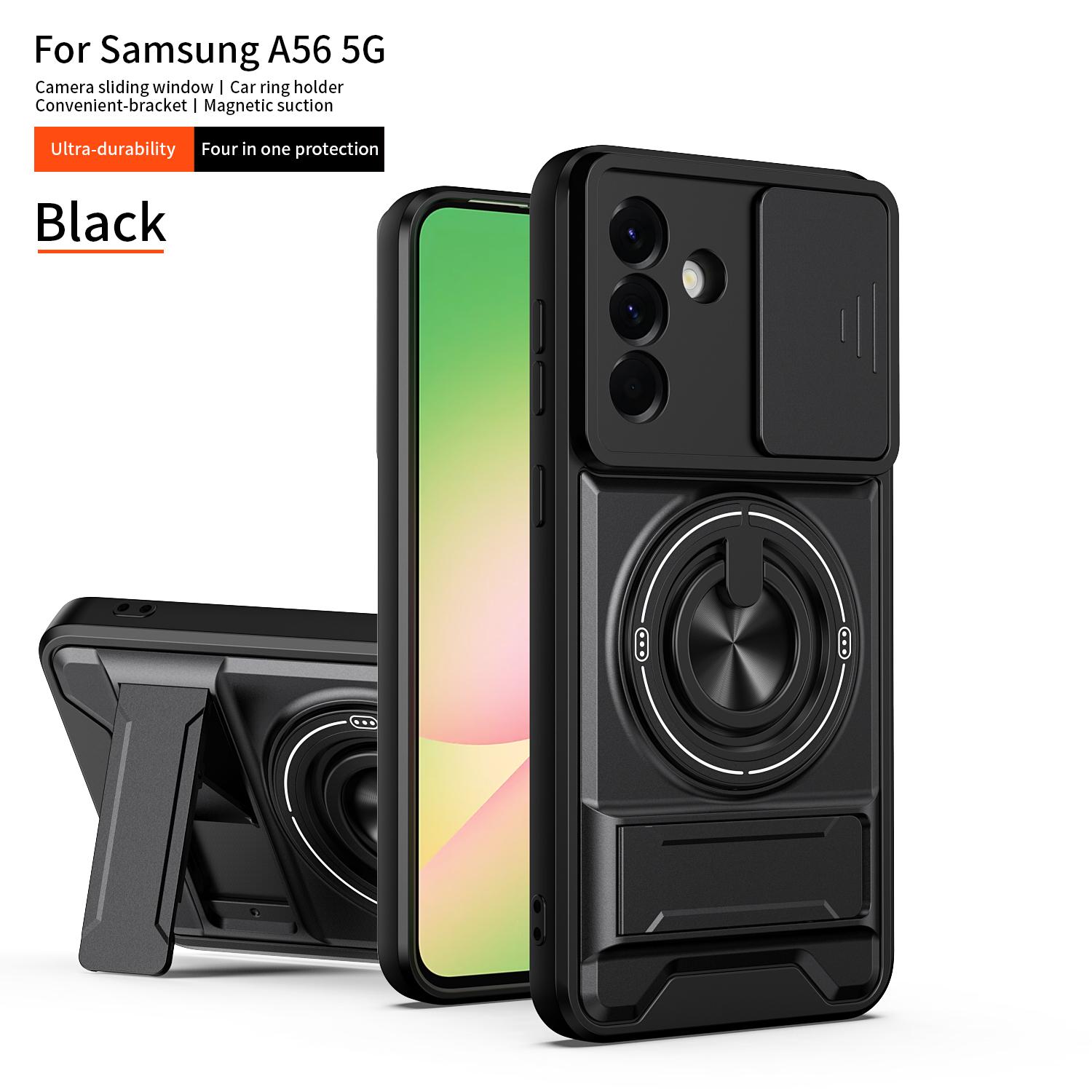 

Phone Cases Compatible for Samsung Galaxy A56 5G Case With Built-in Ring Stand and Folding Stand for Samsung Galaxy A56 чёрный