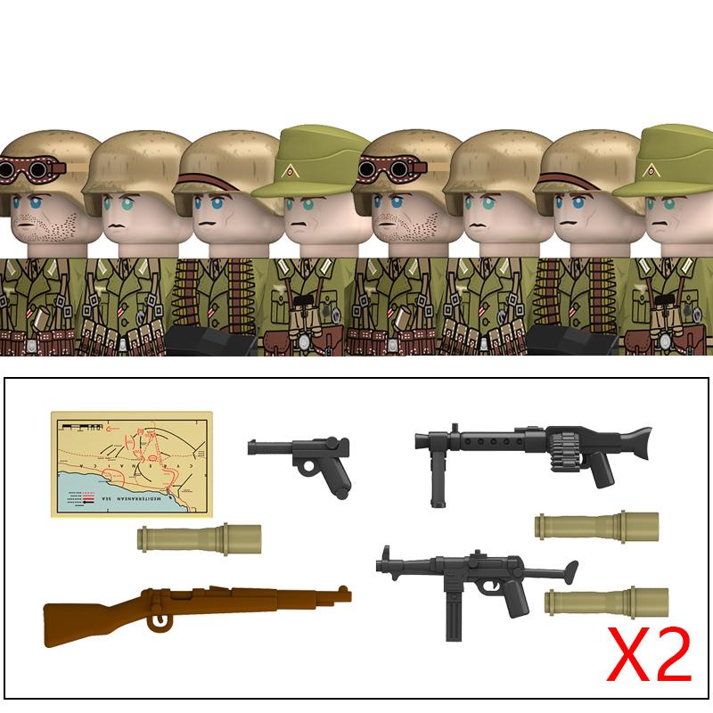 Ungiftige Militär-Zweiter Weltkrieg Deutsche Marine Panzer Truppen Bausteine USA 101. Großbritannien Sowjetunion Soldaten Infanterie Waffen Steine Spielzeug Kinder