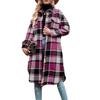 Women's Mid-Length Plaid Long Sleeve Loose Woolen Coat for Autumn/Winter, Plus Size