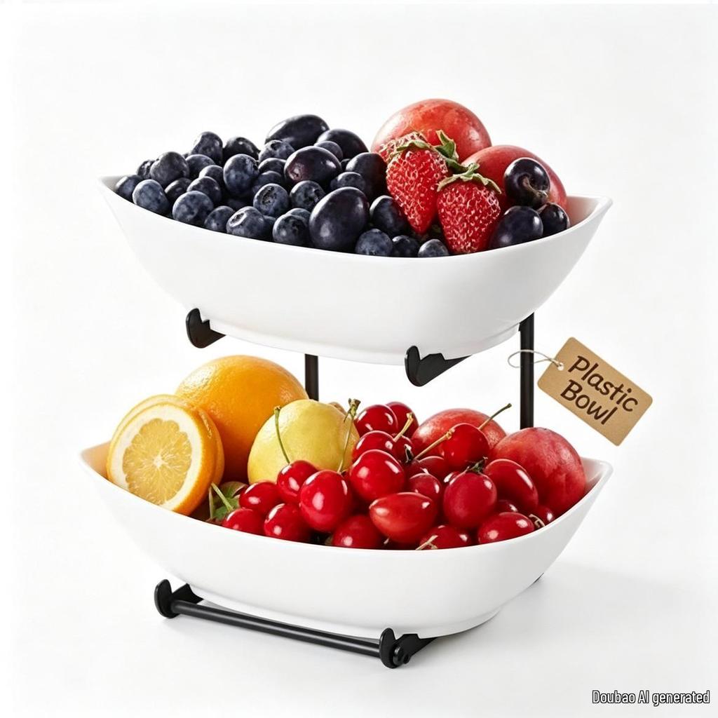 Double-Layer Wooden Fruit and Cake Stand with Draining Feature