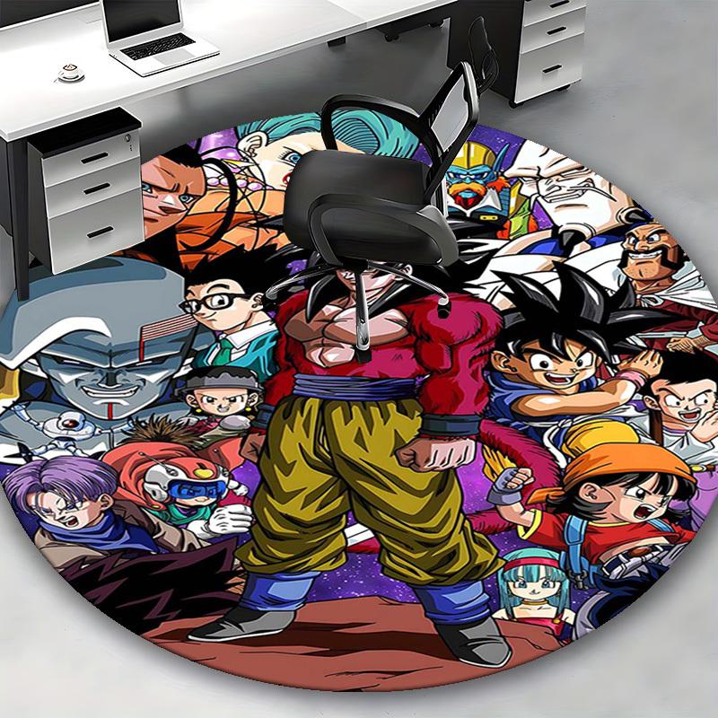 1pc Dragon Ball Z Characters Anime Cartoon Design Round Carpet Office Chair Mat NonSlip Rug Suitable for Home Decor Living Room Bedroom Game