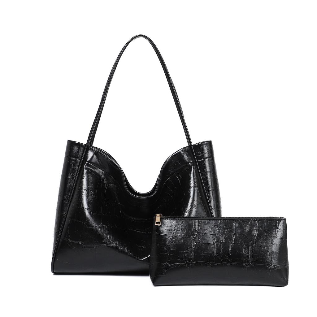 New Korean Version Simple and Versatile Hand-held Shoulder Bag, Retro Commuting Large Capacity Mother and Child Tote Bag