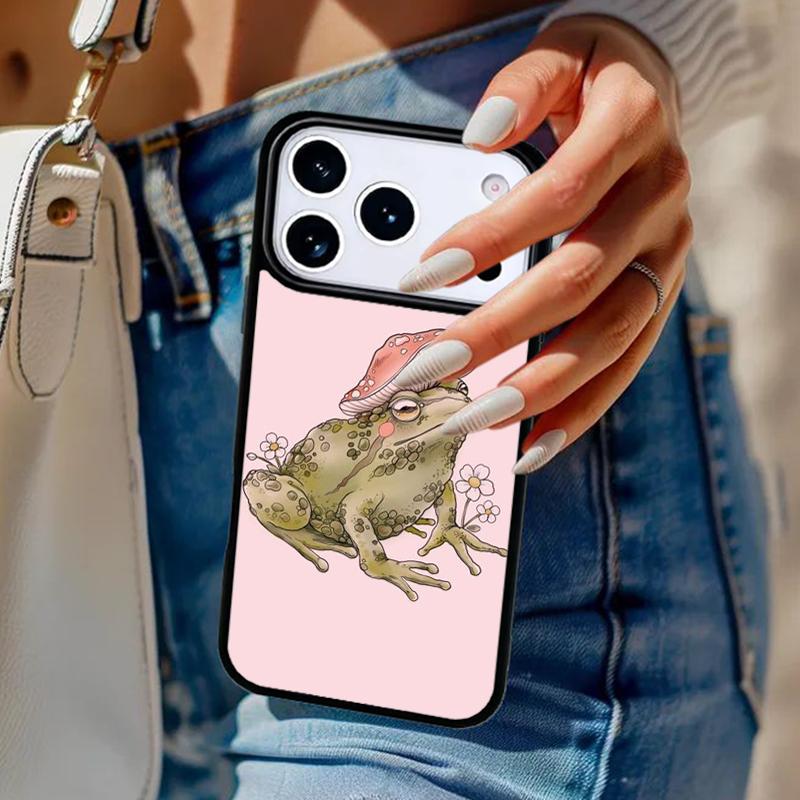 mushroom frog Phone Case For iPhone 17 Air 14 15 13 12 Max Cover For Apple 16e 11 Pro Max Plus Coque