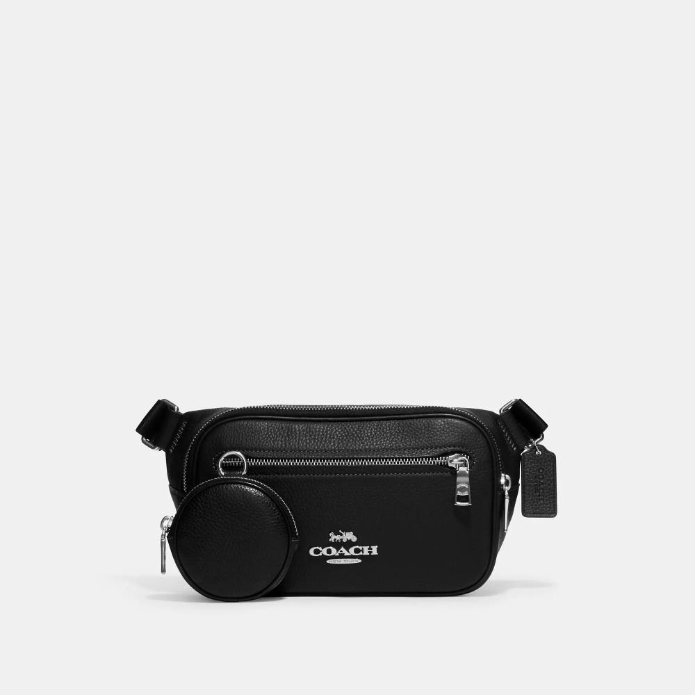 

Поясна сумка Coach Elias сріблясто-чорна One Size