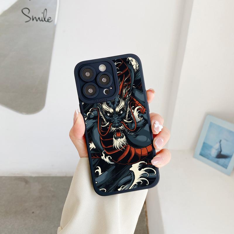 

Модный китайский винтажный чехол с драконом для iPhone 13 12 11 14 Pro Max 14 Plus 7 8 Plus SE2020 XS XR X Мягкая силиконовая задняя крышка iPhone 12 Pro