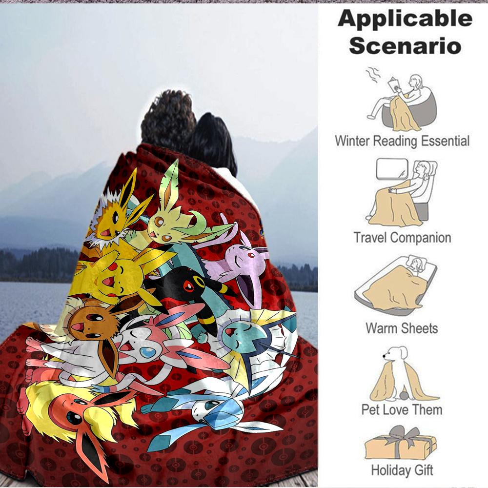 1Pc Pokmon Eeveelutions Blanket Soft And Comfortable Casual Warm Camping Travel Christmas Halloween Xmas Gift M928520