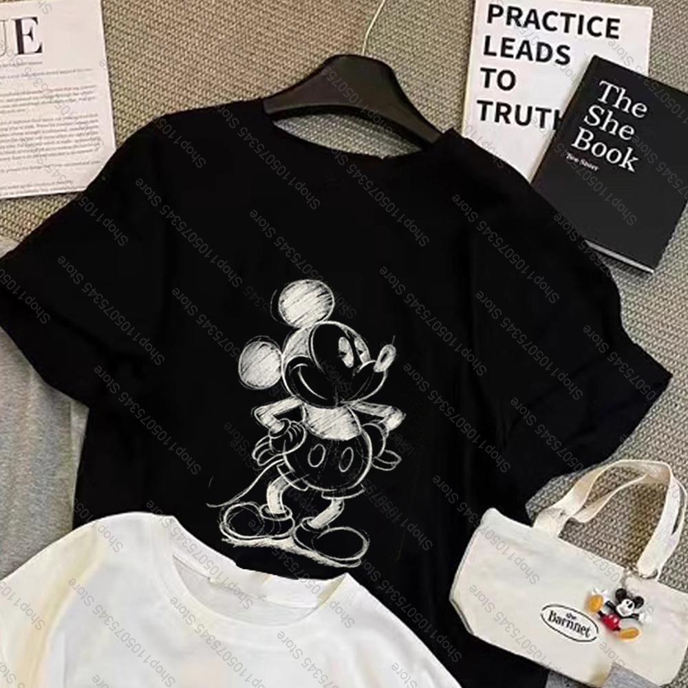 Cartoon Printed Mickey Short Sleeve TShirt Loose Fashion Simple Versatile Casual Crew Neck Skinny OversizeTop Women