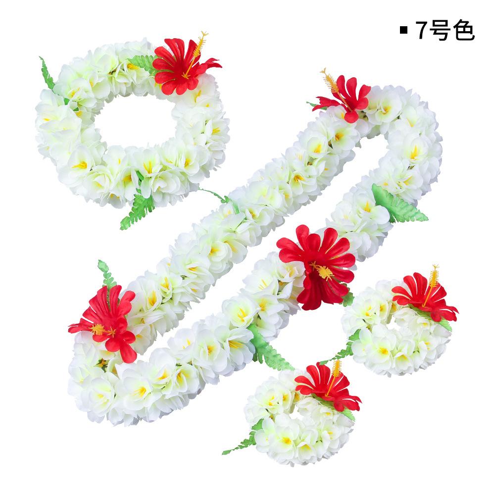 Hawaiian Garland with Artificial Flowers, Necklace, Headband Set, Wedding Fancy Dress, Beach Fun Party Decor, DIY Gift, High Qua