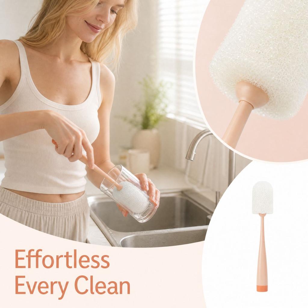 Sponge Cleaning Brush with Detachable Design, Cup Scrub Brush for Kitchen Cups and Drinkware