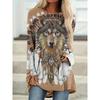 Vintage Animals Wolf 3D Print Long Sleeve T-Shirts Women's Fashion Oversized T Shirt Female Tees Tops Long Tunics Falls Ethnic