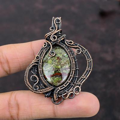 Dragon Bloodstone Pendant Copper Wire Wrapped Gemstone Pendant Handmade Jewelry Elegant Pendant Wire Wrapped Jewelry Copper Designer Jewelry