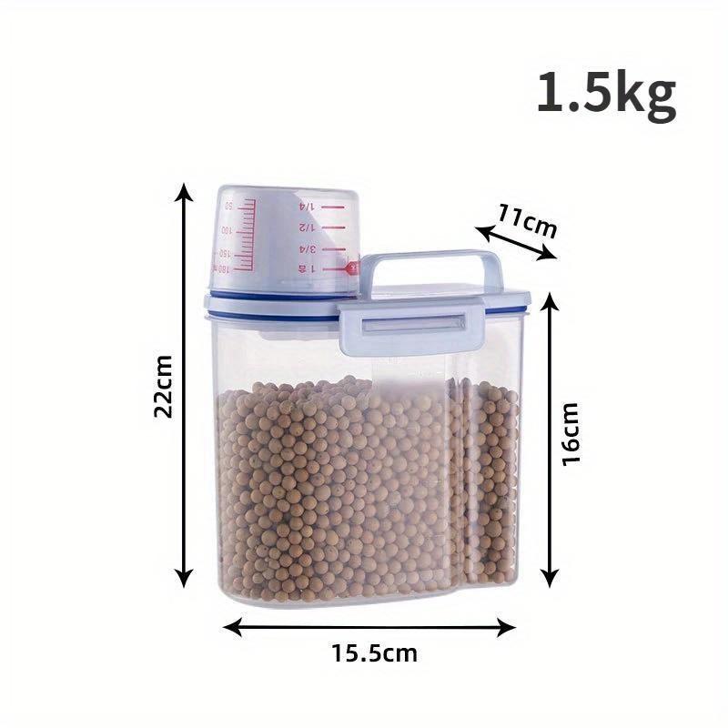 2kg Dog Cat Food Pail Plastic Storage Tank with Measuring Cup Container Moisture-proof Sealed Jar Pet Supplies Accessories