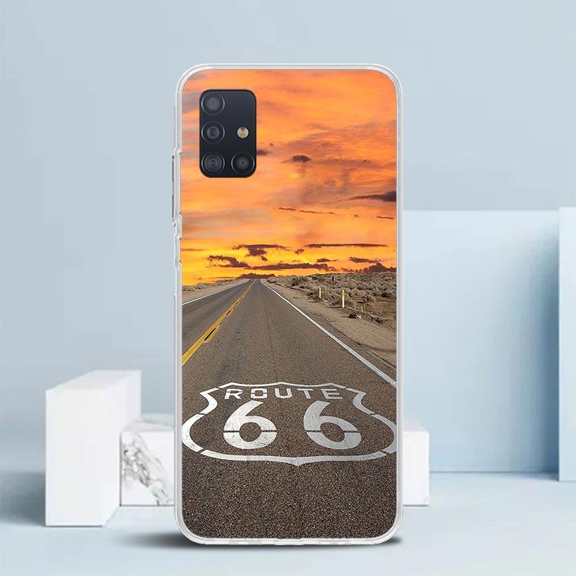 

America Route 66 Soft Cover for Samsung Galaxy A12 A22 A32 A52 A72 A02S Phone Case Note 20 Ultra 10 S10 Plus A51 A71 A50S A20S A Samsung A31