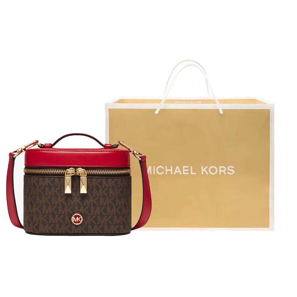 New MICHAEL KORS Artificial Leather Bucket Bag, Box Bag, Crossbody Bag, Handbag Trumpets Women's Dark Brown/Dark Red 32F2G3BC5B-602
