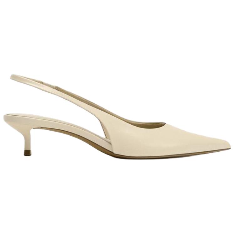 Zara Pu Elegant Open-Back Cat Heel Stiletto High Heels 5Cm Women high heels Light-Beige 12240510002