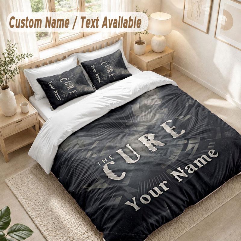 Custom Name Bedding Set 3 PiecesThe Cure Print Duvet Cover + 2 Pillowcases Soft Bed Decor