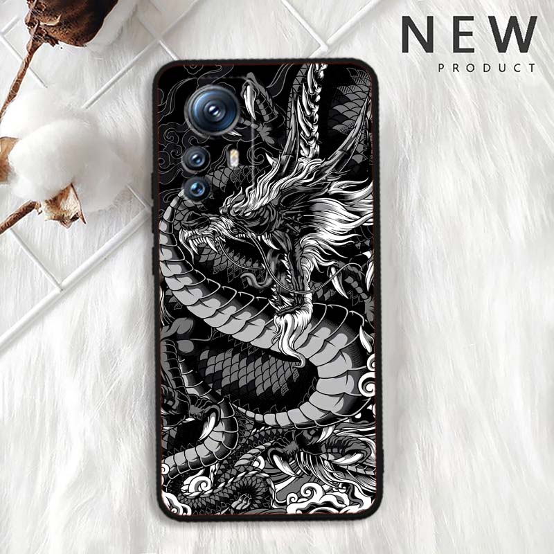 Anime Dragon Design For Xiaomi Mi 15 14 13 13T 12 12T 12S 11 11i 11T Pro Ultra Lite 5G Black Soft Phone Case