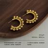 French retro Spanish niche design exaggerated fashion beads c ring electroplated 11K gold premium earrings ears
