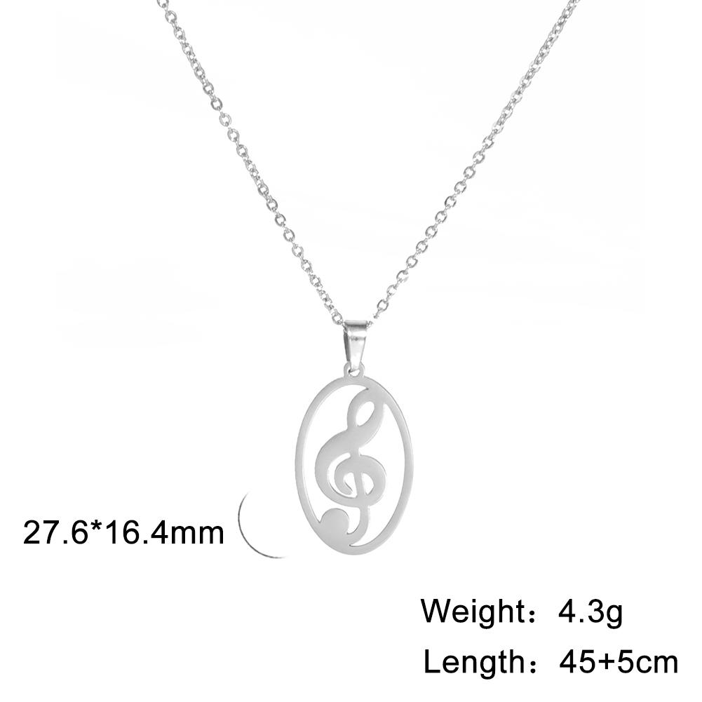 Cazador 2026 Trend Hollow Music Note Pendant Necklace for Women Round Love Neck Chain Stainless Steel Jewelry Birthday Gift