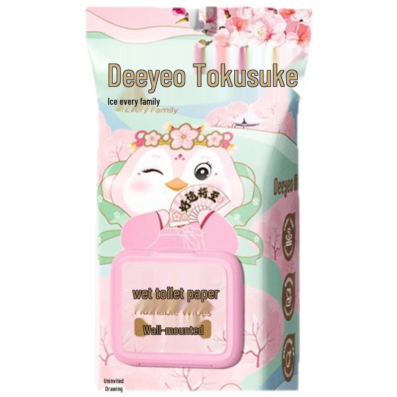 DeYou Peach Blossom Wall-Mounted Wet Toilet Paper 80 sheets per pack