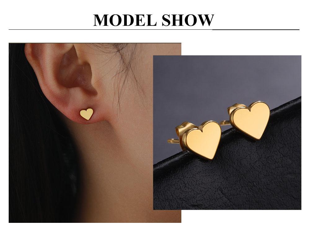 Cazador Kpop Mini Heart Stud Earrings for Women Stainless Steel Trendy Earrings Gold Color Jewelry Wedding Birthday Gift