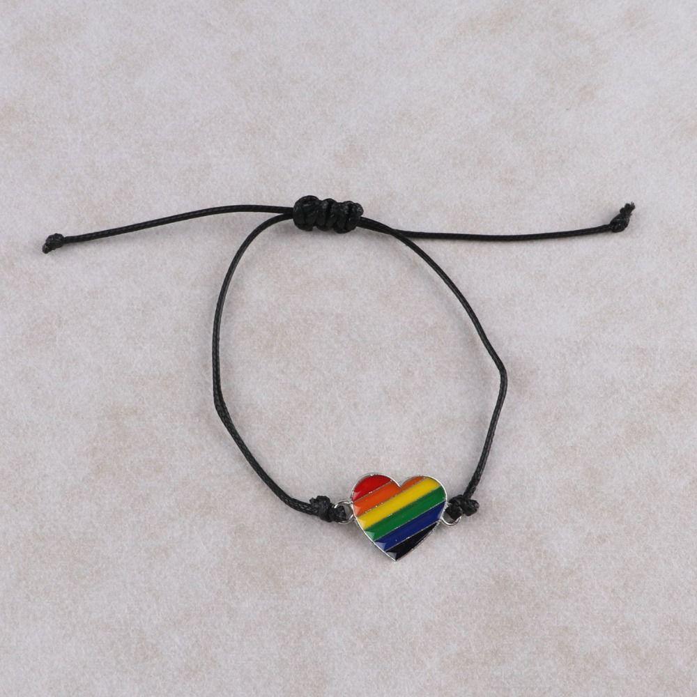 6Pcs Love Heart Rainbow Beaded Bracelet Boho Friendship Braided Rope Couple Prided Bracelet Couples