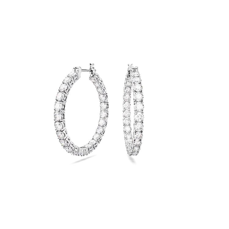 

Swarovski Matrix Fashion Trend Exquisite Large Hoop Rhodium Plated Earrings Women earrings 5647715 Box (Random Color)