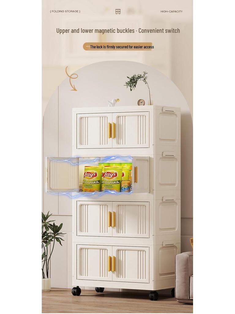 Portable Multi-Layer Folding Storage Cabinet for Kitchen and Living Room