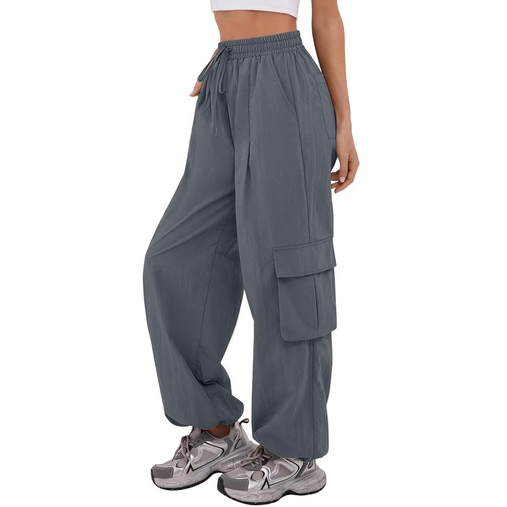 Women's Casual Pants Cargo Pants Elastic Waisted Hiking Pants With Pockets Lightweight Baggy Pants