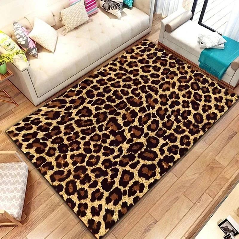 Tapis Imprimé Léopard Porte d'Entrée Sol Paillasson Lavable en Machine Tapis Décor Salon Salle de Bain Tapis Doux Antidérapant