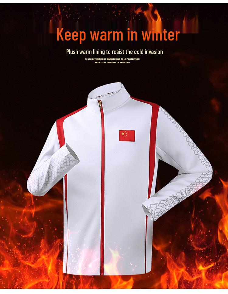 Chinese Team Sportswear: Autumn/Winter Set - Sports Student Training Clothes with Plus Velvet Jacket, Martial Arts Coach Uniform, School Uniform
