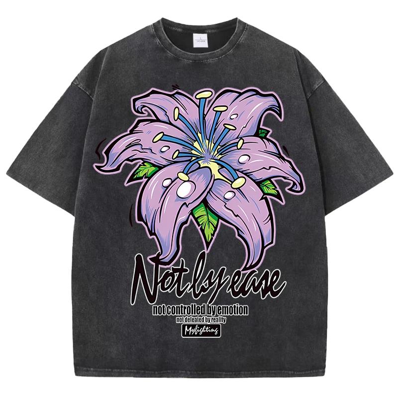 Živé kvetoucí květinové potisky Retro tričko pánské a dámské volné prodyšné vodou prané vintage pohodlné tričko