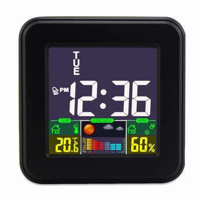 Weather Station Mini Digital Alarm Clock with Voice Control Backlight TEMP Humidity Week Snooze Table Clock 12/24H LCD Clock