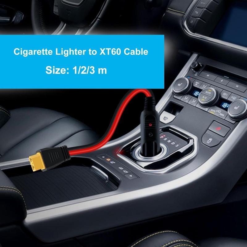 Supply 12-24V Car Mounted Switch Cigarette Lighter with XT60 Wiring Harness, High-power Cigarette Lighter with Switch Extension Cable