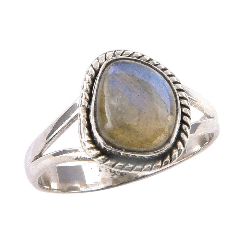 Natural Labradorite Gemstone Handmade 925 Sterling Silver Jewelry Ring S.9 E8h08