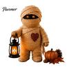 Atmospheric Window Displays Wooden Halloween Figurine with Lantern, Pumpkin Scarecrow Skeleton Mummy Ghost Witch Seasonal Tabletop Accessories Statue,