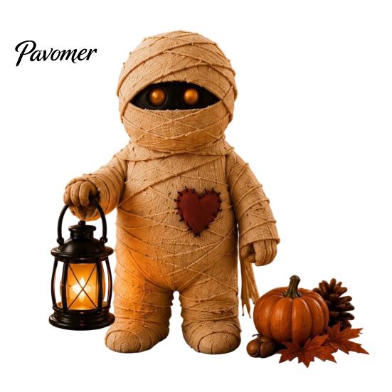 Atmospheric Window Displays Wooden Halloween Figurine with Lantern, Pumpkin Scarecrow Skeleton Mummy Ghost Witch Seasonal Tabletop Accessories Statue,