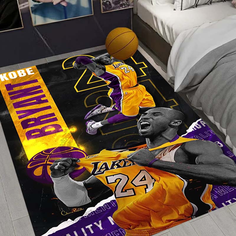 Sports basketball star pattern rug, suitable for living room home decoration, children's play area rug, non-slip area rug, bedroom doormat.