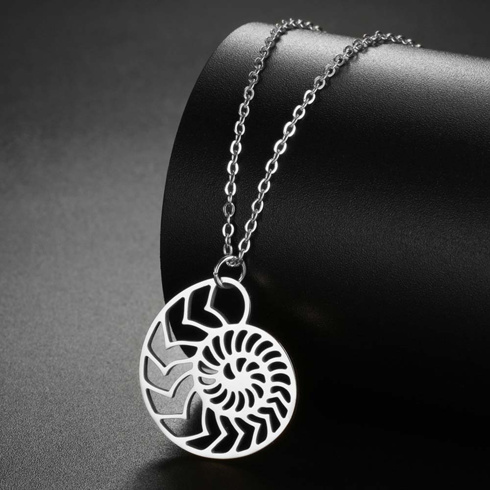 

My Shape Nautilus Shell Snail Pendants Necklaces for Women Men Stainless Steel Gold Color Geometric Spiral Conch Chain Jewelry 45cm