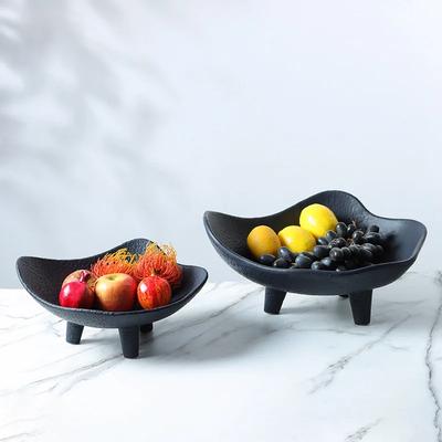 Black and White Three Legged Irregular Resin Decorative Tray, Fruit Tray, Living Room Desktop Storage Container, Home Decoration