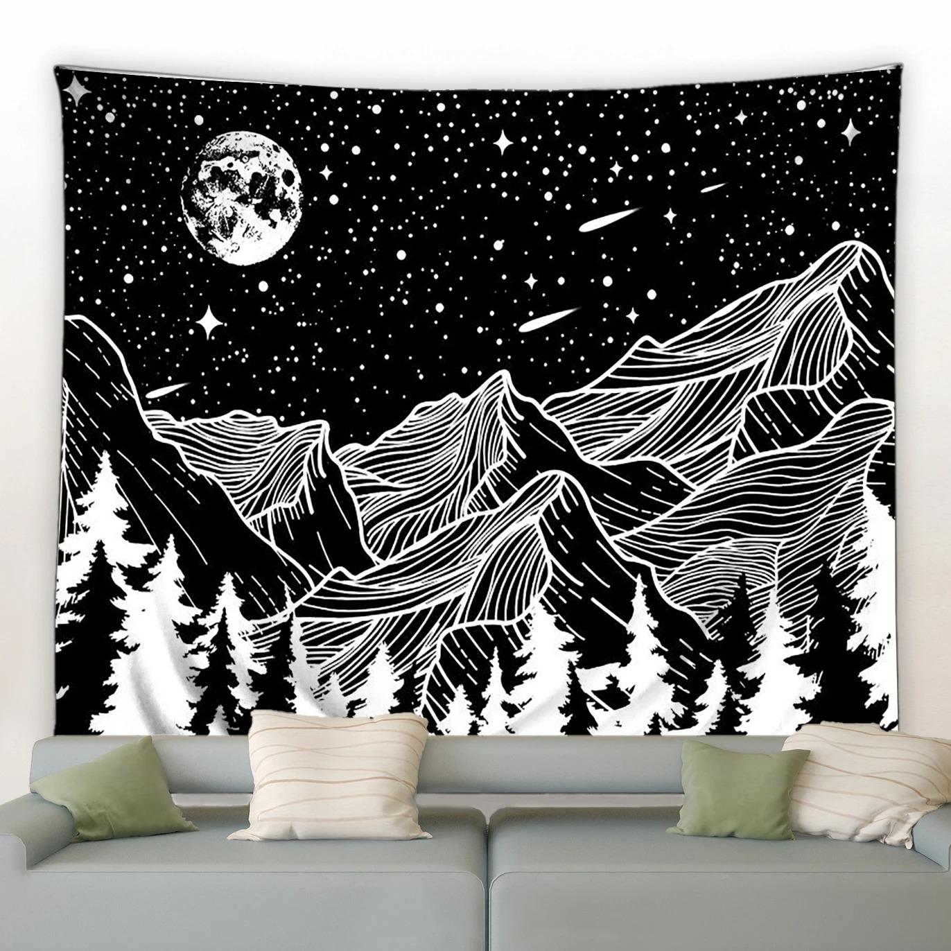 

Черно-белый узор в тонах Декоративный гобелен Украшение стены для дома Офис Гостиная Гобелен 100x75cm