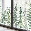 Adesivo de Janela Folha de Samambaia Verde Folhas de Pteridófita Plantas Estático PVC Adesivo de Janela Reutilizável Impermeável Decalques para Decoração de Janela de Porta de Sala de Casa